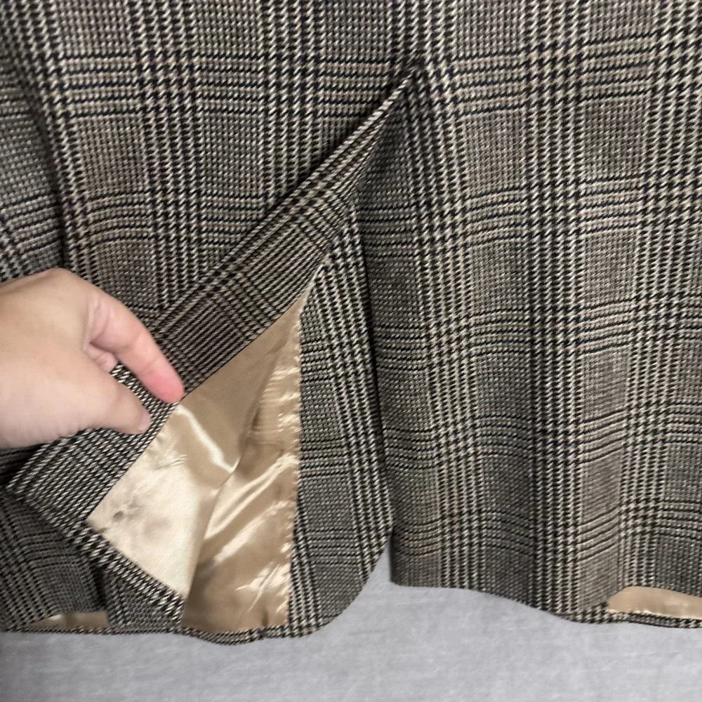 Ralph Lauren Sport Coat 48L Brown Glen Check Wool Cashmere Blazer Tweed 48R 3Btn